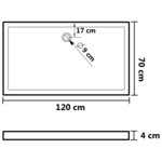 vidaXL Receveur de douche rectangulaire ABS Blanc 70x120 cm