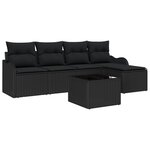 Canapé de jardin 6 pièces avec coussins beige poly rattan