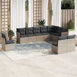 vidaXL Salon de jardin avec coussins 10 Pièces gris clair résine tressée