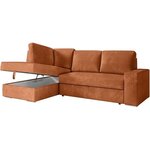 Canapé d'angle gauche convertible ARTEMIS 4 places - Velours côtelé terracotta - 246 x 174 x 96 cm