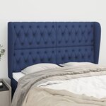 vidaXL Tête de lit avec oreilles Bleu 163x23x118/128 cm Tissu