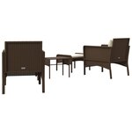 vidaXL Salon de jardin 5 Pièces avec coussins Marron Résine tressée
