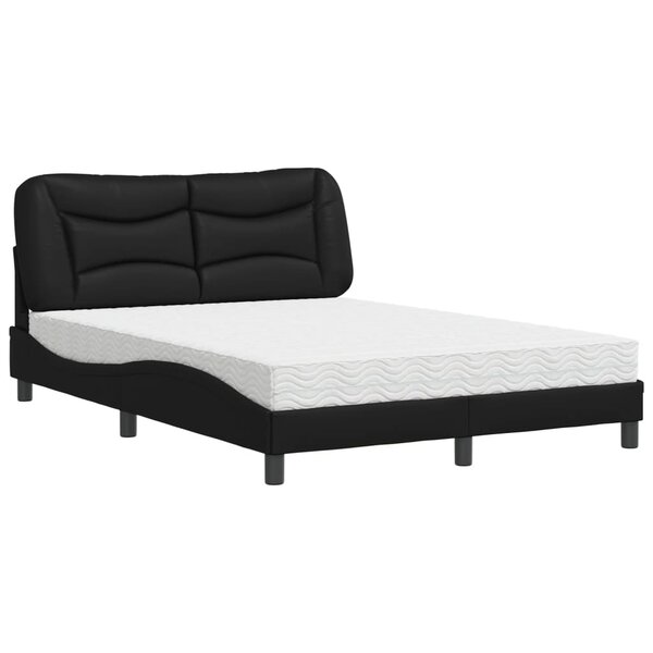 vidaXL Lit avec matelas noir 120x200 cm similicuir
