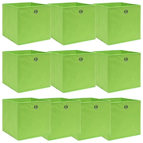 vidaXL Boîtes de rangement 10 Pièces Vert 32x32x32 cm Tissu