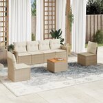 vidaXL Salon de jardin avec coussins 7 Pièces beige résine tressée