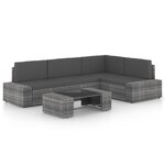 Salon de jardin meuble d'extérieur ensemble de mobilier 5 pièces avec coussins gris résine tressée 02_0016406