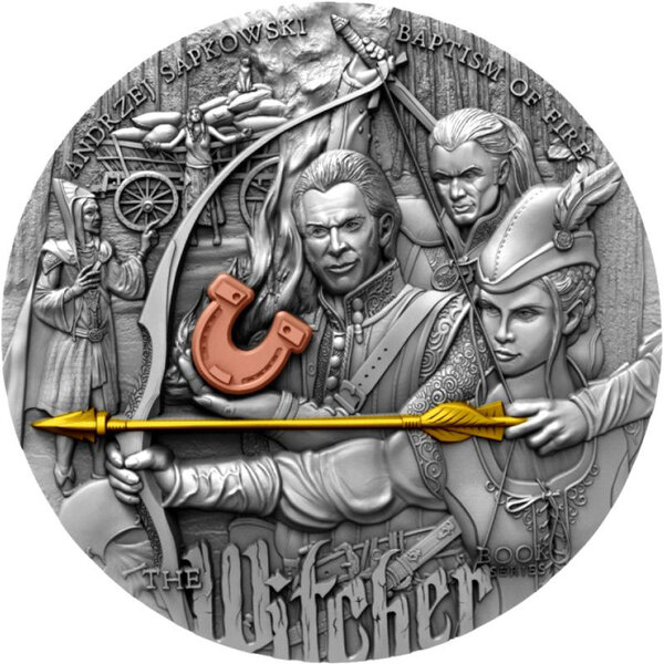 Pièce de monnaie en Argent 5 Dollars g 62.2 (2 oz) Millésime 2023 The Witcher Book BAPTISM OF FIRE