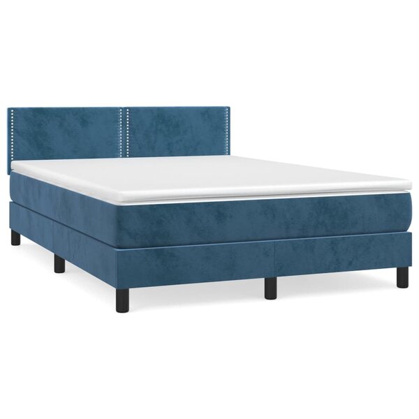 vidaXL Sommier à lattes de lit et matelas Bleu foncé 140x200cm Velours