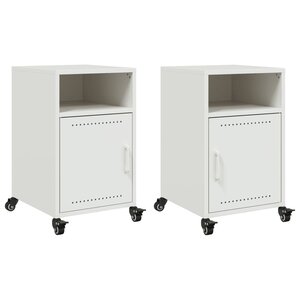 vidaXL Tables de chevet 2 Pièces blanc 36x39x59 cm acier