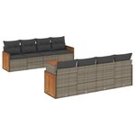 vidaXL Salon de jardin 9 Pièces avec coussins gris résine tressée