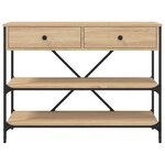 vidaXL Table console avec tiroirs et étagères chêne sonoma