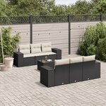 vidaXL Salon de jardin 7 Pièces avec coussins noir résine tressée