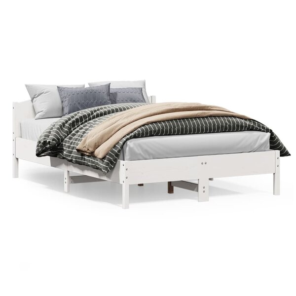 vidaXL Cadre de lit sans matelas blanc 150x200 cm bois de pin massif