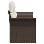Canapé de jardin 2 places vidaXL avec coussins en poly rattan brun
