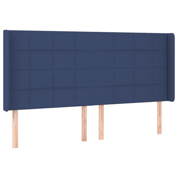 vidaXL Tête de lit avec oreilles Bleu 163x16x118/128 cm Tissu