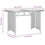 vidaXL Table de jardin avec dessus en verre beige 110x68x70 cm rotin