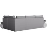 Canapé d'angle réversible convertible SEVARA 4 places - PU blanc et tissu gris clair - Coffre de rangement - 267 x 200 x 90 cm