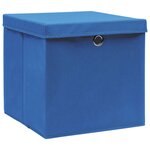 vidaXL Boîtes de rangement avec couvercle 10 Pièces Bleu 32x32x32cm Tissu