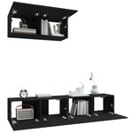 vidaXL Ensemble de meubles TV 3 Pièces Noir Bois d'ingénierie