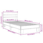 vidaXL Cadre de lit chêne fumé 90x200 cm bois d'ingénierie et métal