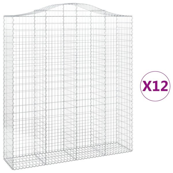 vidaXL Paniers à gabions arqués 12 Pièces 200x50x220/240 cm Fer galvanisé