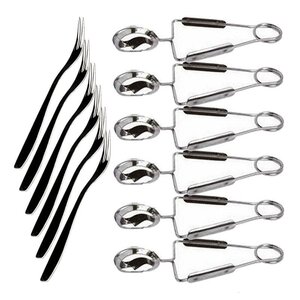 6 pinces & 6 fourchettes à escargots en inox