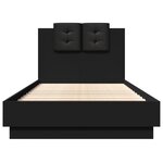 vidaXL Cadre de lit avec LED sans matelas noir 75x190 cm