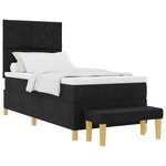 vidaXL Lit à sommier avec matelas et banc noir 90x190 cm en tissu