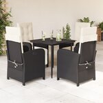 vidaXL Ensemble à manger de jardin coussins 5Pièces Noir Résine tressée