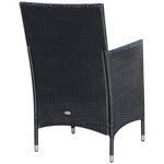Ensemble salon de jardin 2 places : 2 fauteuils et table basse plateau verre trempé résine tressée 4 fils imitation rotin avec coussins noir