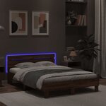 vidaXL Cadre de lit avec LED sans matelas chêne marron 135x190 cm