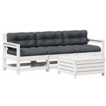 vidaXL Salon de jardin 4 Pièces avec coussins blanc bois de pin massif