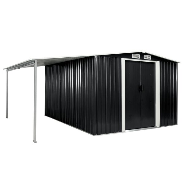 Vidaxl abri de jardin à portes coulissantes anthracite 386x312x178 cm