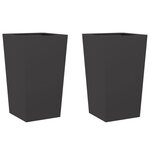 vidaXL Jardinières 2 Pièces noir 45x45x75 cm acier