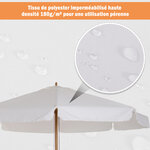 Parasol droit rond grande taille de jardin Ø 3 25 x 2 5H m bois de bambou polyester crème