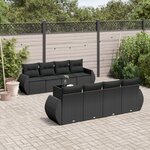 vidaXL Salon de jardin 9 Pièces avec coussins noir résine tressée