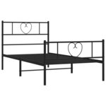 vidaXL Cadre de lit métal avec tête de lit/pied de lit noir 75x190 cm