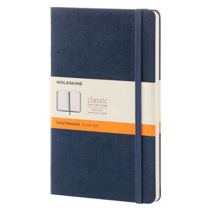 Carnet piqué moleskine rigide bleu nuit 13 x 21 cm - ivoire ligné - 240 pages
