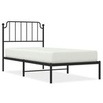 vidaXL Cadre de lit métal avec tête de lit noir 90x190 cm