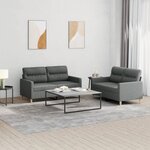 vidaXL Ensemble de canapés 2 Pièces avec coussins Gris foncé Tissu