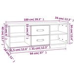 vidaXL Meuble TV Gris 100x34x40 cm Bois de pin massif