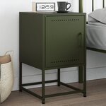 vidaXL Table de chevet vert olive 36x39x60 5 cm acier
