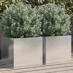 vidaXL Jardinières 2 Pièces argenté 32x30x29 cm acier inoxydable