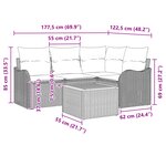 Set de Canapé de Jardin vidaXL 5 Pièces avec Coussins Rattan Poly Noir Acacia