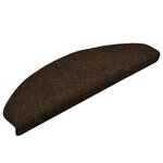 vidaXL Tapis d'escalier autocollants 15Pièces Marron 65x21x4cm Aiguilleté