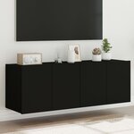vidaXL Meubles TV muraux avec lumières LED 2 Pièces noir 60x35x41 cm