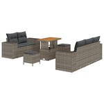 vidaXL Ensemble de 8 Pièces de Sofas de Jardin avec Coussins Gris Poly Rattan Acacia