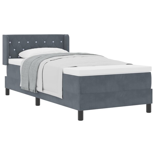 Lit à ressorts vidaXL avec matelas Gris foncé 90x200 cm Velours