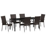 vidaXL Ensemble de Dîner de Jardin 7 Pièces Marron Rattan Poly