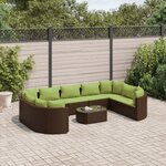 vidaXL Salon de jardin 10 Pièces avec coussins marron résine tressée